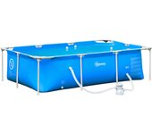 Piscina desmontable outsunny azul 252x152x65 cm pvc acero