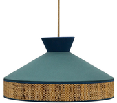 Lámpara de techo suspendida bimat azul/rafia d40