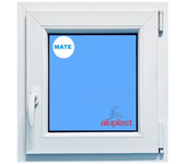 Ventana pvc 700x700 blanca oscilobatiente derecha vidrio mate