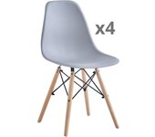 Pack 4 sillas nórdica, silla comedor salón, patas en madera, color gris