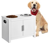 Vevor cuenco elevado perros 60x30x44 cm soporte cuenco elevado con almacenamiento, 2 cuencos acero inoxidable, almacenamiento comida y juguetes perros