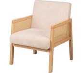 Sillón en madera y ratán beige