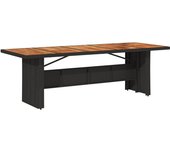 Mesa de jardín superficie madera acacia ratán negro 240x90x75cm