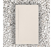 Plato de ducha 160x90 cm línea vulcano beige largo en resina y polvo de mármol con rejilla lateral en marmoresina - frascio
