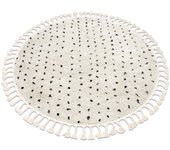 Alfombra berber syla b752 circulo puntos crema franjas bereber marroquí shaggy circulo 120 cm