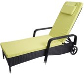 Sillón de relajación tumbona de jardín tumbona de ratán sintético antracita funda verde claro 04_0004242