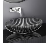 Emke lavabo sobre encimera ovalado, 510 x 350 x 150 mm, lavabo en cristal negro, diseño de instalación sobre encimera