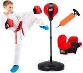 Costway saco de boxeo para niños juego de boxeo altura ajustable 81 – 123 cm con guantes de boxeo y bomba manual, set de boxeo para niños y jóvenes (r