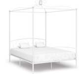 Estructura de cama con dosel metal blanco 160 x 200 cm