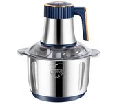 Picadora de carne eléctrica, 500 w/5 velocidades, recipiente de acero inoxidable de gran capacidad de 5 l, procesador de alimentos (azul)