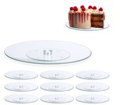 10 platos giratorios tartas para servir y decorar, vidrio, transparente, ∅ 30 cm