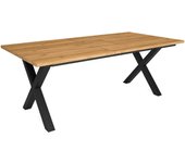 Mesa de comedor - 10 comensales - robusta y estable gracias a su estructura y patas macizas - roble - estilo industrial