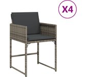 4 uds sillones de jardín | silla de exterior | sillon con cojines ratán sintético gris cfw53348