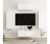 4 piezas muebles de tv | muebles de salón tv | conjunto salón madera de ingeniería blanco cfw30398