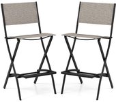 Costway 2 sillas altas plegable jardin, sillas jardin exterior textilene con reposapiés, sillas terraza exterior, 46 x 57 x 102 cm, carga 150kg (café)