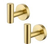 Perchero de pared para baño de acero inoxidable, 2 uds., latón cepillado