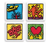 Keith haring - kit 03 - n.4 lienzos 40x40cm sobre marco de madera 40x40 cm