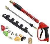 Pistola hidrolavadora con varilla de extensión de repuesto, 5 boquillas, conector m22, 40, 5000 psi