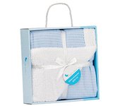 Manta nido abeja+borreguillo azul interbaby 80x110cm