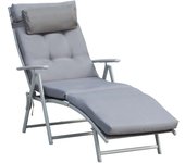 Tumbona plegable outsunny metal, texteline, poliéster, algodón 3d vertical gris 137x63.5x100.5cm 84b-184v01gy
