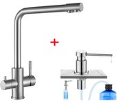 Cecipa max grifo 3 en 1 para sistema de ósmosis, grifo de fregadero para agua fría/caliente y agua filtrada + dispensador de jabón de cocina