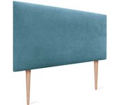 Dhome cabecero de tela aqualine liso y con patas cabeceros cabezal tapizado cama lujo (tela turquesa, 105cm (camas 80/90/105))