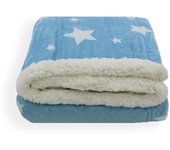 Acomoda textil - manta para bebé. manta para cuna 100x140 cm, manta bebé estrellas con borreguito, suave, cálida y ligera. (azul)