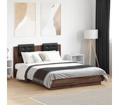 Estructura de cama sin colchón roble marrón 135x190 cm