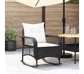 Vidaxl silla mecedora de jardín con cojines ratán sintético negro