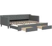 Sofá cama nido con cajones tela gris oscuro 90x200 cm