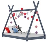 Estructura de cama infantil gris madera maciza de pino 70x140 cm