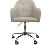 Silla de oficina hwc-l92, silla giratoria silla de escritorio silla de ordenador silla de oficina, con reposabrazos ~ tela/textil crema