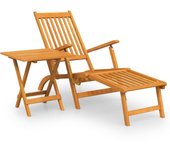 Tumbona | silla de jardín con reposapiés y mesita madera maciza de acacia cfw56370