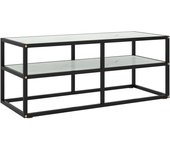 Mueble de tv negro con cristal de mármol blanco 100x40x40 cm vidaxl
