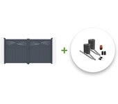 Portón eléctrico abatible 3m halti 300b160 gris + motor con brazo b500