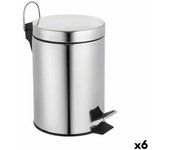 Cubo de basura con pedal confortime plateado 3 l (6 unidades)