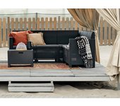 Conjunto de salón exterior eris, conjunto de jardín con cojines, conjunto de salón interior efecto ratán, 100% made in italy, antracita