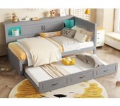 Cama nido 90x200cm con led y enchufes - con cama nido 90x190cm - gris
