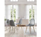 Pack de 4 sillas comedor, salón sweden en terciopelo gris claro patas color madera