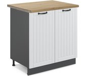 Vicco armario bajo para fregadero fame-line, blanco casa de campo, 80 cm , et roble