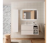 Mueble de baño bequia plus 90cm blanco mate | lavabo porcelana grifo izquierda