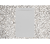 Plato de ducha 75x90 cm gris perla línea vulcano plus en resina y polvo de mármol con rejilla lateral en resina de mármol - frascio