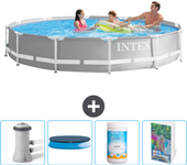 Paquete de piscina - intex - alrededor - 366x366x76 cm + accesorios cb100