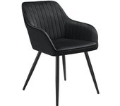 Tectake silla de comedor, efecto terciopelo, 58 x 62 x 82 cm negro/negro