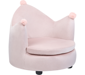 Beliani sillón infantil corona de terciopelo rosa vega