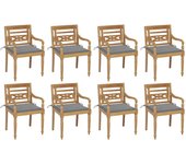 Maison exclusive - sillas batavia 8 unidades madera maciza de teca con cojines