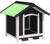 Caseta para perros madera maciza de pino gris 65x65x61,5 cm