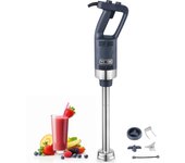Vevor batidora de mano comercial 500w, batidora mano inmersión eje 406 mm,batidora portátil velocidad continuamente variable, hoja de acero inoxidable