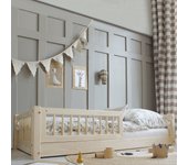 Cama 90x190 con barandilla y somier patas de 1 cm adèle madera