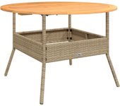 Mesa de jardín superficie de madera ratán pe beige ?110x71 cm